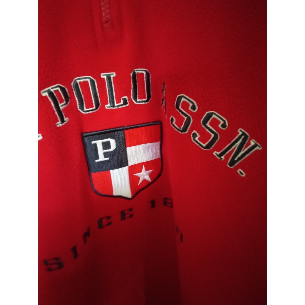 US Polo Assn Mens Quarter Zip Fleece Pullover Red Large Embroidered Logo - Picture 2 of 12